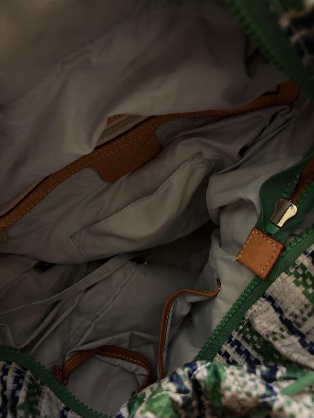 MZ Wallace Blue, Green & White Quilted Tote-Style Backpack - Picture 5 of 6